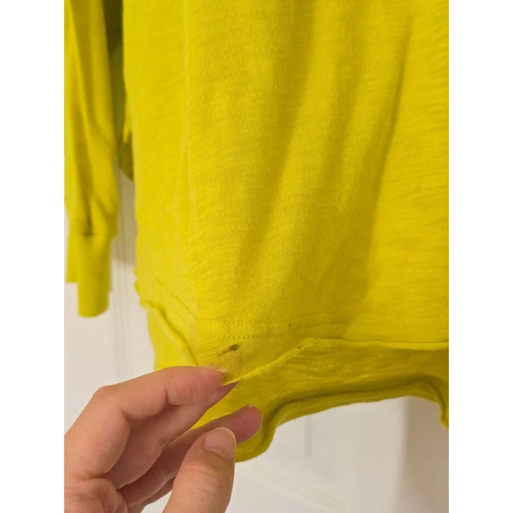 Minor Stains* Free People One Up Henley Top Chartreuse Lime Green Slub Small